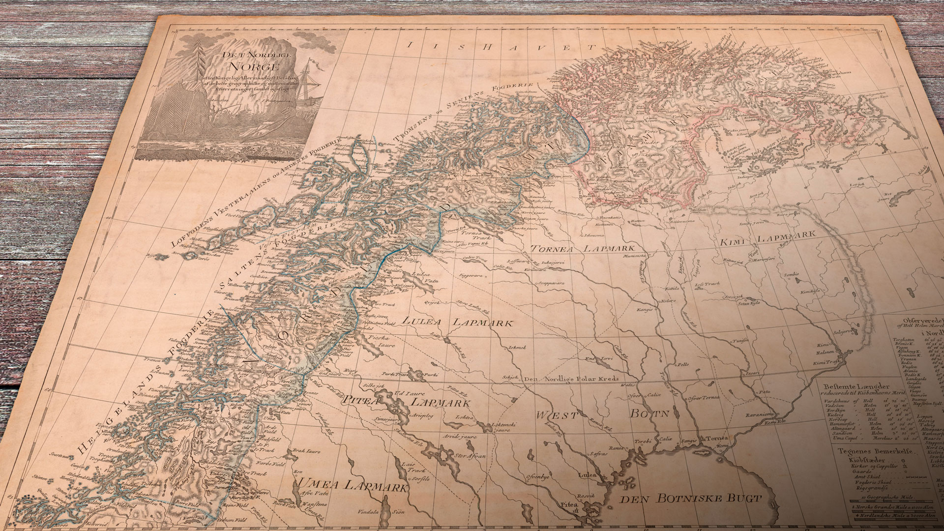 Utsnitt fra gammelt kart over Norge.